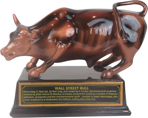 Miniatura 2 de Estatua oficial de resina de bronce con licencia oficial de Wall Street Bull Stock Market NYC con base (pequeña de 3.5 pulgadas)