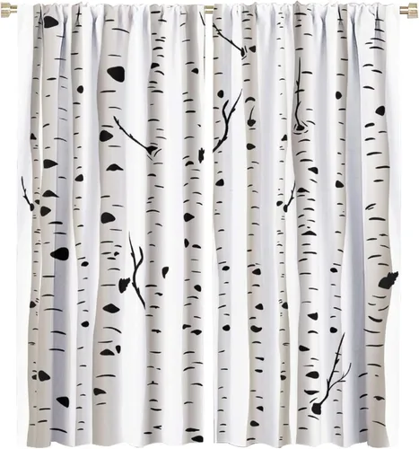 Miniatura 65 de Cortinas de abedul para sala de estar, niebla matutina en otoño, decoración del hogar, 42 x 45 pulgadas de largo