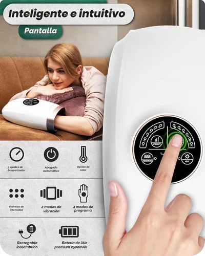 Miniatura 5 de Lunix Masajeador de manos LX3, máquina de masaje de manos Shiatsu con calor y compresión, terapia de punto de presión de 6 niveles para artritis