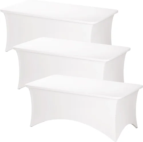 Miniatura 66 de Fixwal Paquete de 3 Manteles Negros para Mesas Rectangulares de 6 Pies, Manteles Rectangulares Elásticos de Spandex Ajustables de 6 Pies