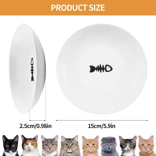 Miniatura 2 de Cuencos de cerámica para gatos de 5.9 pulgadas, platos anchos poco profundos, platos aptos para bigotes, cuenco de comida y agua para gatos