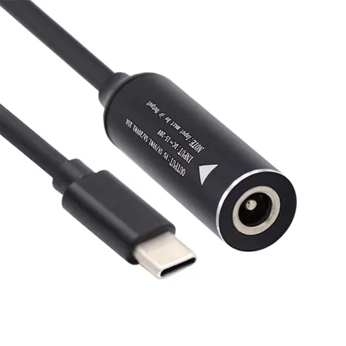 Miniatura 13 de cablecc 0.098x0.028 in Entrada DC Jack a USB-C Tipo-C Cable de carga de enchufe de alimentación para PD 9V 15V 20V 65W Teléfono portátil