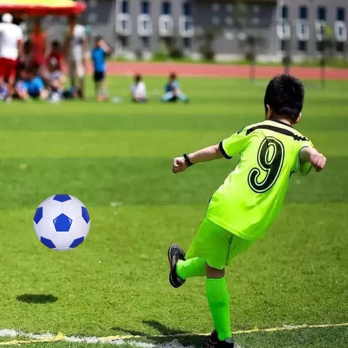 Miniatura 5 de Balón de fútbol tamaño 2, 3, 4, 5, blanco y azul, actividades deportivas escolares para exteriores e interiores, diseño clásico antiexplosión