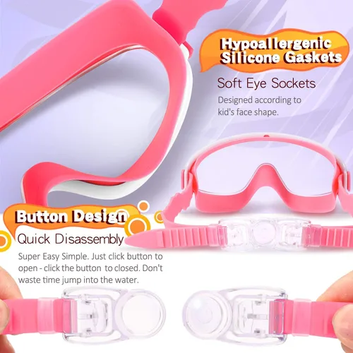 Miniatura 5 de EasYoung Paquete de 2 gafas de natación para niños, gafas de natación de visión amplia para niños de 3 a 15 años