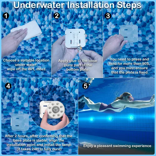 Miniatura 8 de Luces de piscina sumergibles para piscinas sobre el suelo y enterradas con temporizador remoto de apagado, luces LED magnéticas RGB sumergibles