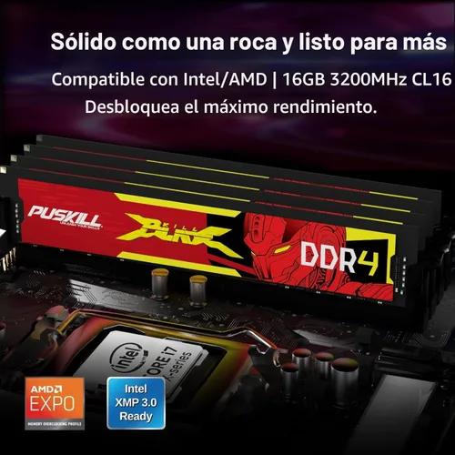 Miniatura 4 de PUSKILL RAM DDR4 Kit de 16 GB (2 x 8 GB) 3200 MHz PC4-25600 CL16 Memoria de escritorio - 1.35 V UDIMM baja latencia, Intel XMP 2.0 listo para PC