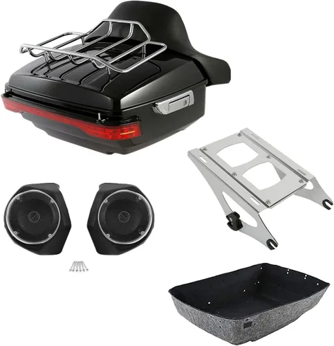 Miniatura 26 de TCMT Caja de maletero para motocicleta King con respaldo y portaequipajes, conjunto de luz trasera, para Harley Davidson 2014-2025 Touring CVO Road