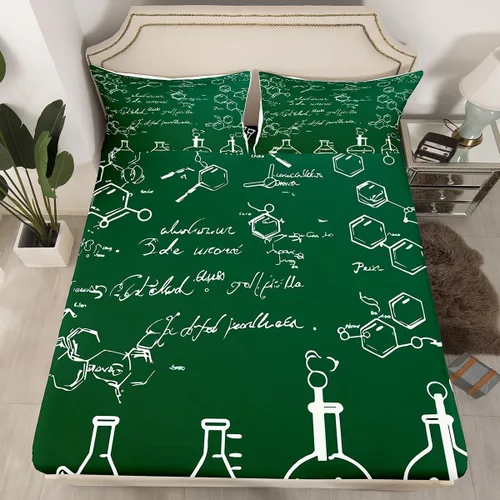 Miniatura 19 de Juego de ropa de cama ajustable con fórmula informática para niños y niños, diseño de geometría de acuarela, números, fórmula matemática, juego