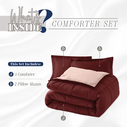 Miniatura 3 de Elegant Comfort Juego de edredón reversible de 3 piezas, acogedor para todas las estaciones, alternativo de plumón suave, acolchado, cosido en caja