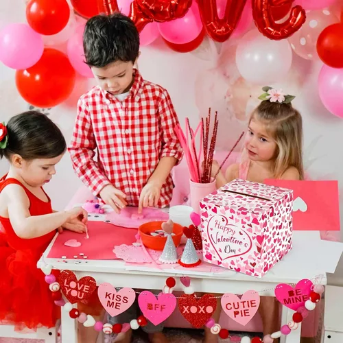 Miniatura 8 de Hxezoc Caja de Tarjetas de San Valentín Recuerdos Buzón Feliz Día de San Valentín Caja de Cartón para Aula de Niños, Día de San Valentín, Baby