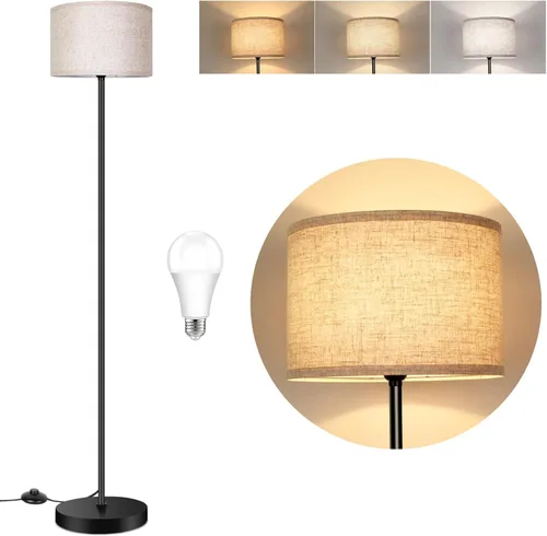 Miniatura 8 de TOBUSA Lámpara de pie para sala de estar y dormitorio con bombilla LED 3CCT, lámpara de pie moderna, pantalla de tambor, 65 pulgadas de alto