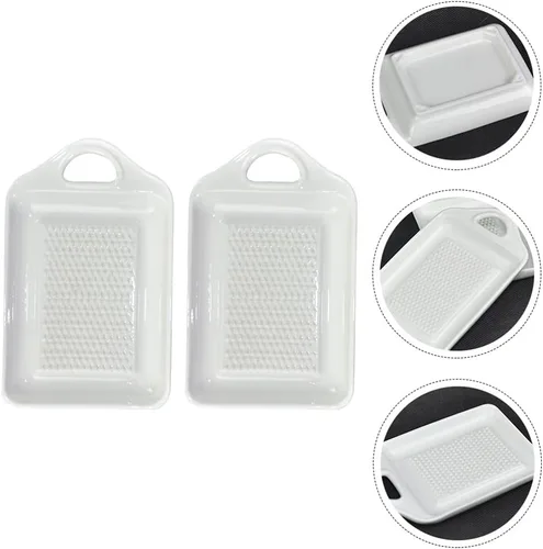 Miniatura 8 de Yardwe 2 platos de cerámica para jengibre, ajo, cebolla, queso, limón, chocolate, verduras y frutas para cocina, utensilios de porcelana, soporte