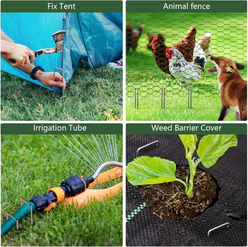Miniatura 5 de AMAGABELI GARDEN & HOME Paquete de 200 grapas galvanizadas de 10 pulgadas, grapas de jardín de calibre 11, grapas de paisajismo, resistentes