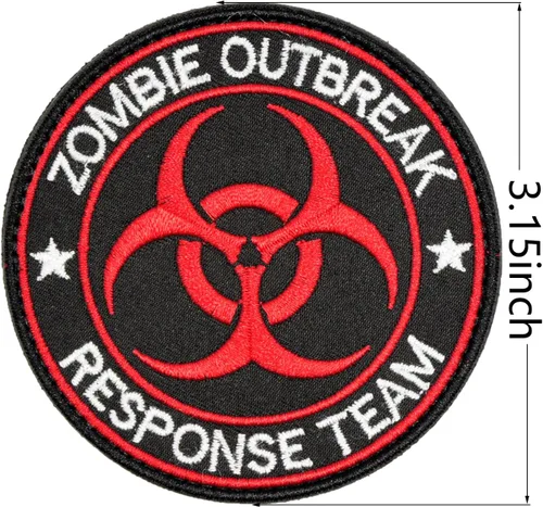 Miniatura 3 de U-LIAN Zombie Outbreak Response Team Biohazard Morale - Parche táctico bordado con gancho y bucle (negro+rojo)