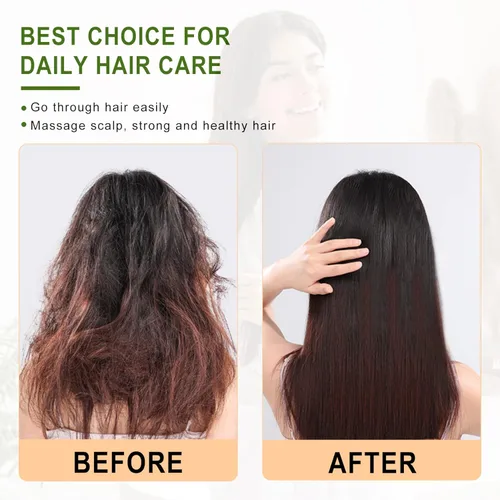 Miniatura 5 de MRD Cepillo de cabello, cepillo de paleta de bambú natural para desenredar, masaje del cuero cabelludo para cabello grueso/fino/rizado/seco