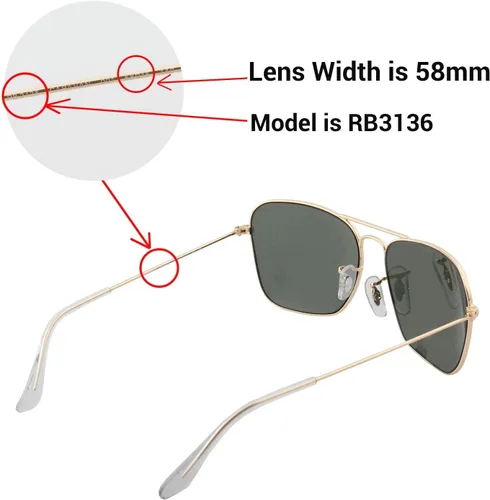 Miniatura 3 de Walleva Lentes de repuesto para lentes de sol Ray-Ban RB3136 Caravan de 2.283in, múltiples opciones disponibles