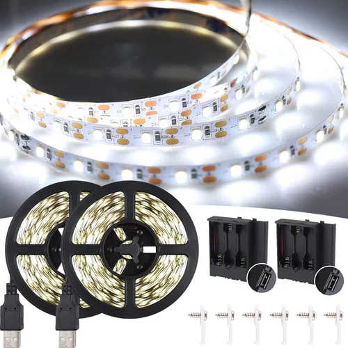 Miniatura 11 de Tira de Luz Negra de 16.4 Pies con Enchufe USB + Caja de Batería, Accesorio de Luz Negra Adhesivo de 300 LEDs, Funciona con Batería y USB