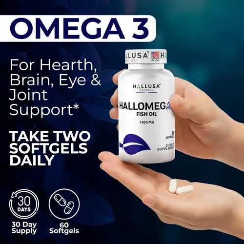 Miniatura 3 de HallOmega3 Suplemento de aceite de pescado Omega 3, 1000 mg de aceite de pescado con 800 mg de omega-3, incluyendo EPA y DHA, apoyo