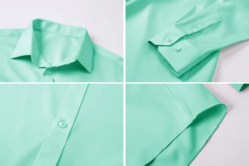 Miniatura 7 de Cromoncent Conjunto de camisa de vestir de manga larga para hombre y corbata con corbata y pañuelo a juego