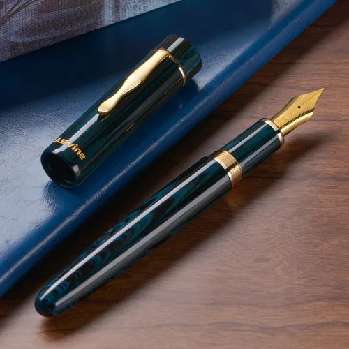 Miniatura 5 de Asvine C2000 Alemania Cumberland Ebonite Pluma Estilográfica #8 Punta Media, Gran Pluma Artesanal con Convertidor y Caja de Metal, Colección Set