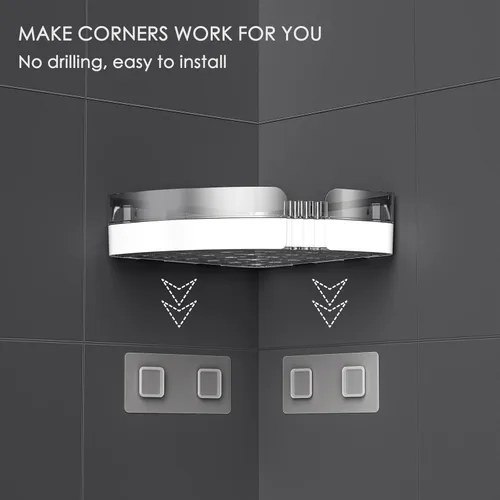 Miniatura 3 de Paquete de 2 estantes esquineros para ducha, organizadores de almacenamiento de baño para champú, acondicionador, jabón y más, diseño extraíble