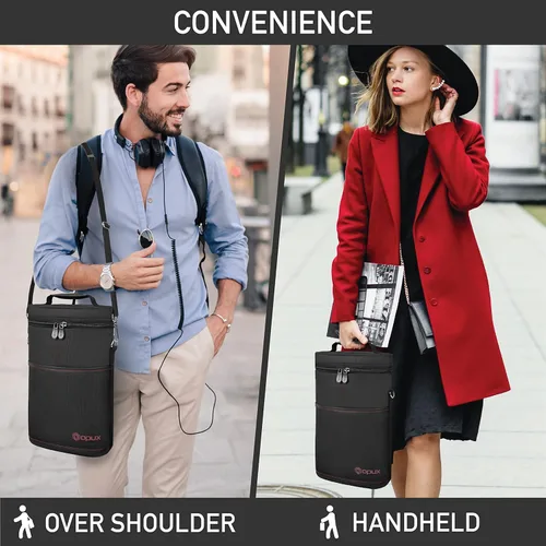 Miniatura 6 de opux - Bolsa de transporte para 2 botellas de vino, bolsa aislada y a prueba de fugas para vino, bolsa de vino para viajes, ideal para picnic, BYOB