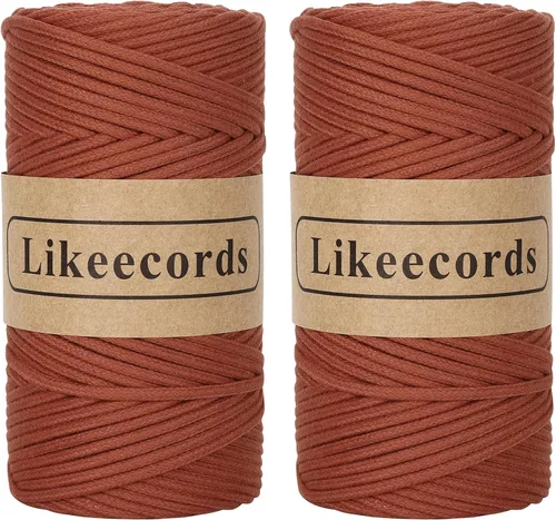 Miniatura 27 de Cordón de Algodón Trenzado 3mm x 109 yardas - Cuerda de Macramé Colorida para Manualidades, Ganchos, Colgantes de Pared - 100% Algodón Natural