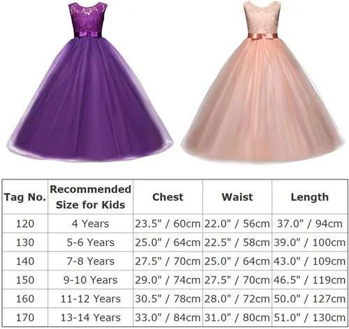 Miniatura 3 de Vestido Yaphyee largo, de princesa, con flores, formal, para boda, dama de honor, para fiesta, para niña