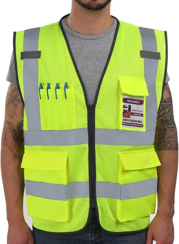 Miniatura 22 de Dib Safety - Chaleco reflectante ANSI clase 2, chaleco de alta visibilidad con bolsillos y cremallera, ideal para trabajo en construcción, alta