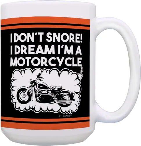 ThisWear Regalos de motocicleta para hombres, taza de café de cerámica de 15 onzas con asa