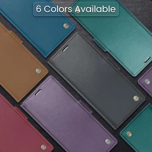Miniatura 9 de QLTYPRI Funda tipo cartera para Samsung Galaxy S22 Ultra, funda magnética de piel sintética de alta calidad con bloqueo RFID, ranuras para tarjetas