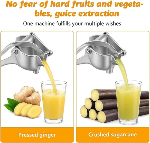 Miniatura 2 de Exprimidor manual de aluminio, prensa manual mejorada con agarre ergonómico, fácil de usar y limpiar, eficiente extractor de jugo de cítricos