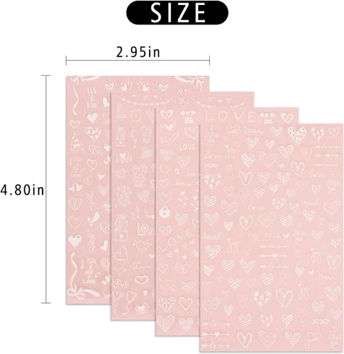 Miniatura 4 de Calcomanías de arte de uñas de corazón de San Valentín, calcomanías de uñas blancas para el día de San Valentín, calcomanías de uñas autoadhesivas