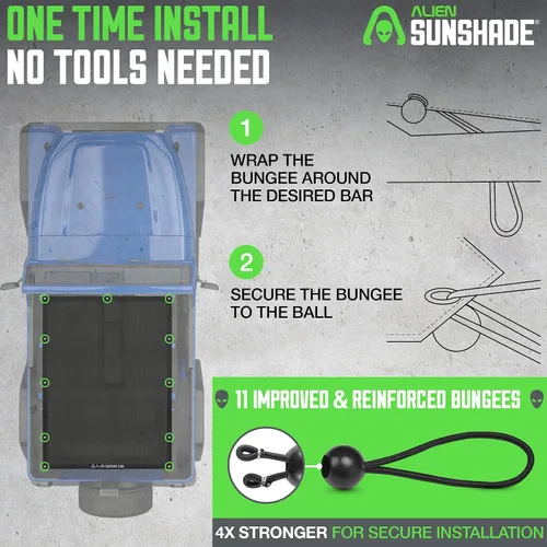 Miniatura 6 de Malla sombra para Jeep Wrangler Alien Sunshade cubierta superior que proporciona una protección UV para tu TJ (1997 – 2006), 56, Negro