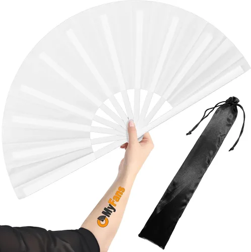 Miniatura 11 de Ventilador de mano plegable grande para rave, ventilador chino plegable de Tai Chi Kung Fu, ideal para festivales, EDM, baile, sofocos, iglesia