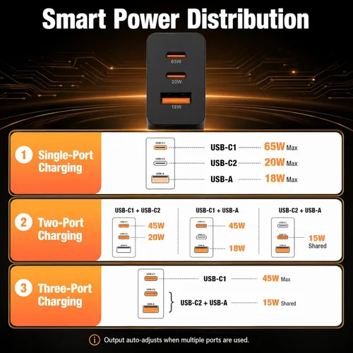 Miniatura 2 de Cargador súper rápido Typc-C de 65 W para Samsung Galaxy S26 Ultra, bloque de carga de 3 puertos de 100 W (en total) PD/QC 3.0 para Galaxy S25/S24