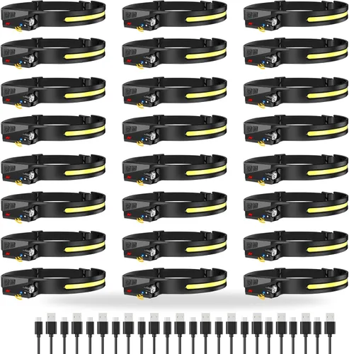 Miniatura 8 de Paquete de 12 linternas frontales recargables, linternas de 1000 lúmenes para adultos, haz amplio de 230 grados y foco, sensor de movimiento, 6