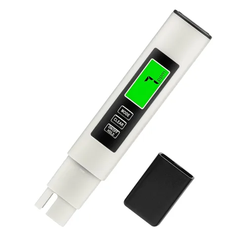 Medidor digital TDS 4 en 1: probador de calidad del agua | CE, temperatura (℃/℉) y 0-9999 ppm para agua potable, acuarios y sistemas RO-RODI (blanco)