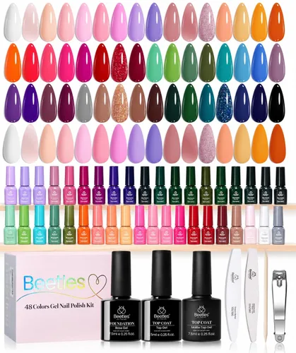 Miniatura 12 de Beetles - Juego de esmaltes de uñas de gel, 20 colores, colección Cozy Campfire Shade, juego de esmaltes de gel naranja, amarillo, verde, marrón