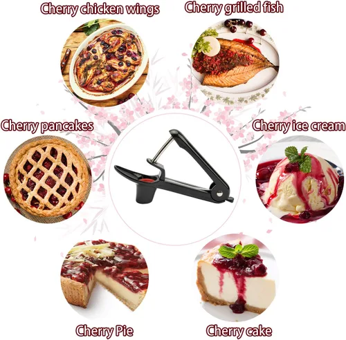 Miniatura 6 de Cherry Pitter - Makmzoon Cherries Corer Cherry Removedor de Cerezas, herramienta de acero inoxidable para hacer mermelada de cereza (negro)