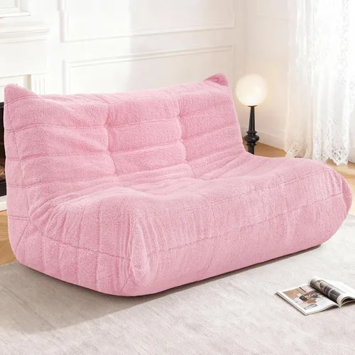 Miniatura 21 de Puf para adultos, silla puf grande, sillón con relleno de espuma viscoelástica para el hogar, apartamento o sala de juegos, gris afelpado Felpa gris