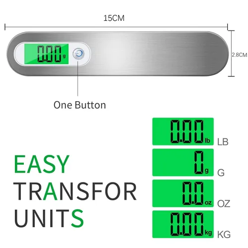 Miniatura 2 de Báscula de viaje digital recargable con correa para equipaje y maleta, peso máximo de hasta 110 libras110.2 lbs y diseño de pantalla LCD, puerto USB