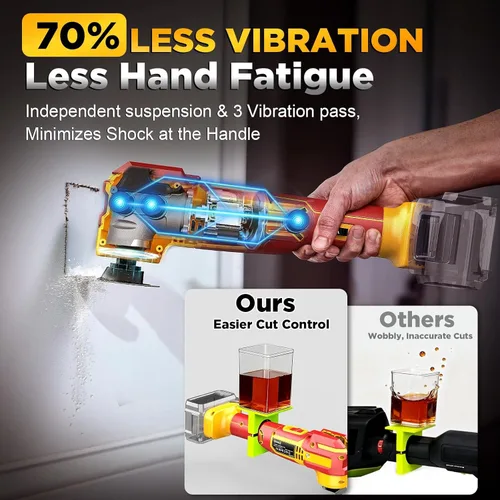 Miniatura 2 de Multiherramienta oscilante inalámbrica compatible con batería DeWalt de 20 V (solo herramienta), 21000 OPM sin escobillas, ángulo de giro de 4.5°