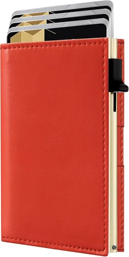 Miniatura 9 de QLD Cartera minimalista para hombres – Bloqueo RFID [inteligente y práctico] Soporte de tarjeta delgado triple plegable Carteras de metal