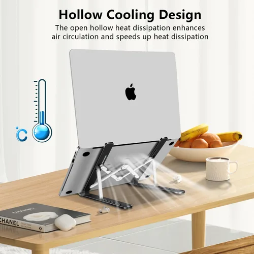 Miniatura 5 de Soporte para laptop, soporte para tableta de computadora, soporte plegable de aluminio ajustable para laptop, compatible con MacBook Air Pro