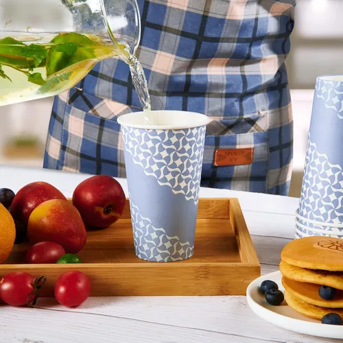 Miniatura 6 de MUCHII Tazas de café de papel de 16 onzas, vasos de papel desechables, 210 unidades, vasos de papel desechables para bebidas calientes, tazas