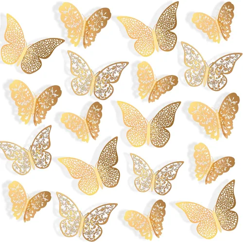 Miniatura 16 de 72 calcomanías 3D de mariposa para pared, decoración de pared, 3 tamaños, para habitación, hogar, guardería, aula, oficina, dormitorio, baño, sala