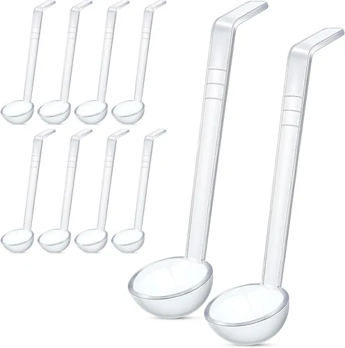 Tioncy 10 cucharones pequeños de 1 onza de 7.1 pulgadas para servir salsa, sopa, aderezo, ponche, salsa, cóctel, jugos de frutas, cuchara de