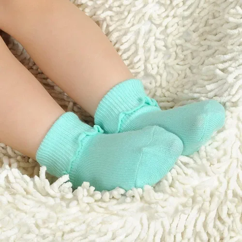 Miniatura 4 de 6 y 12 pares de calcetines de algodón con volantes para bebés y niños pequeños