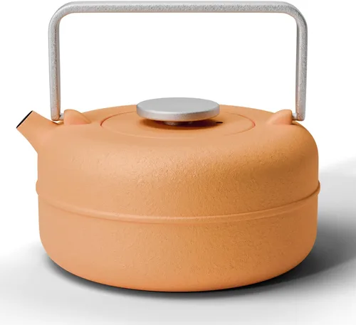 Miniatura 23 de Toptier - Tetera de hierro fundido, hervidor de té seguro para estufa japonés de hierro fundido, tetera de diseño de diamante con infusor removible